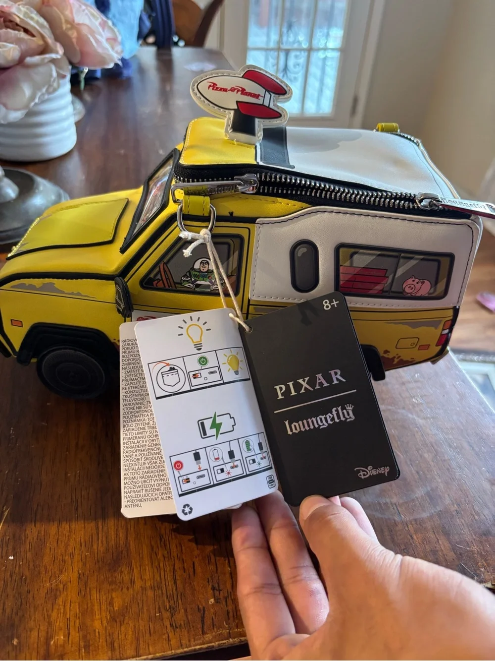 Loungefly Pixar Pizza Planet Van Purse in Yellow, White & Black
